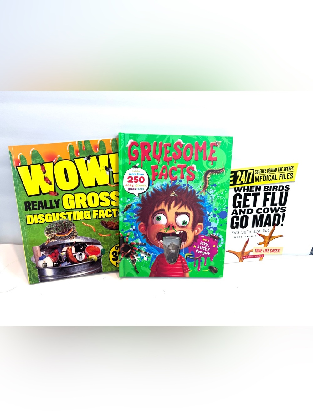 Set of 3 Nonfiction Gross Facts Books for Kids Children’s Reading